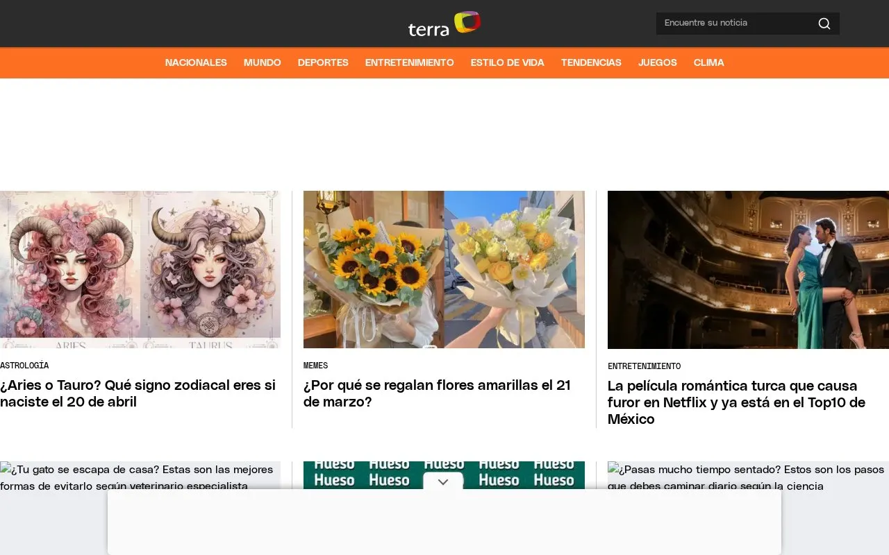 Terra homepage screenshot