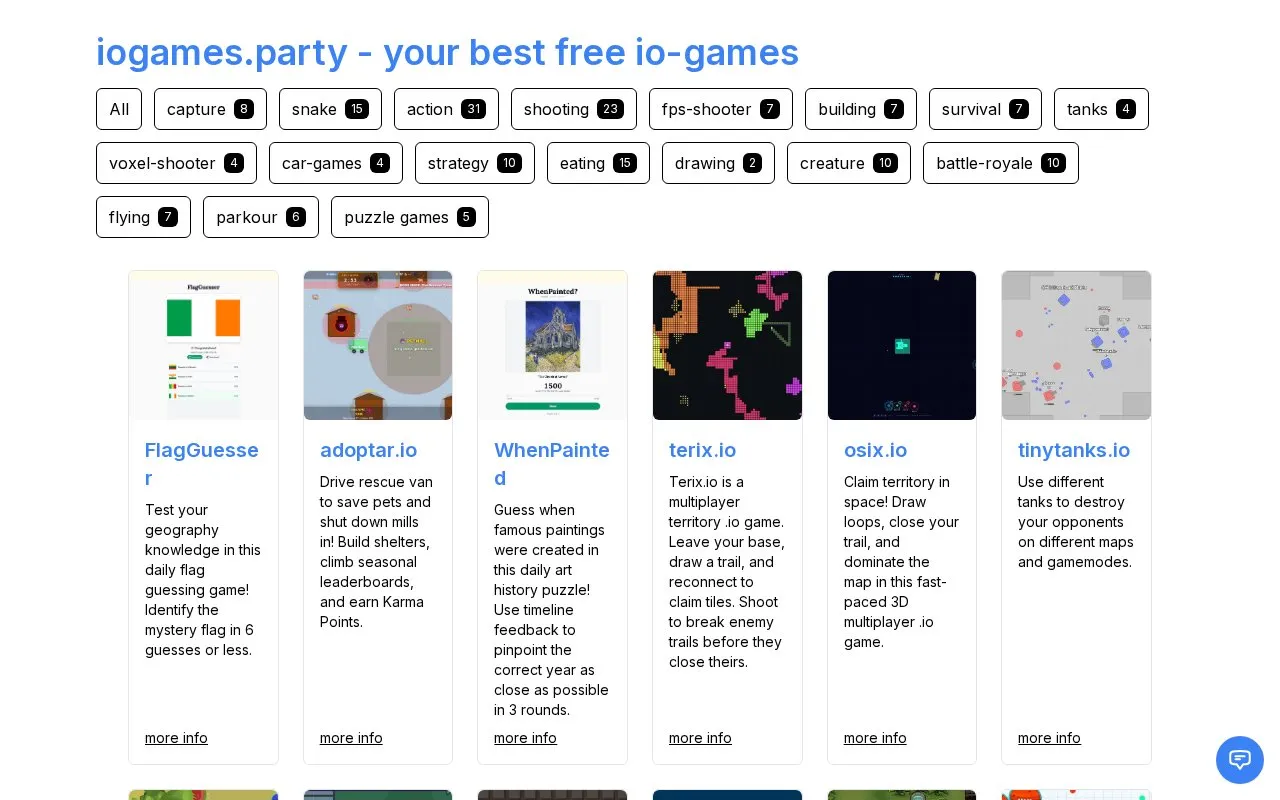 IOGames homepage screenshot