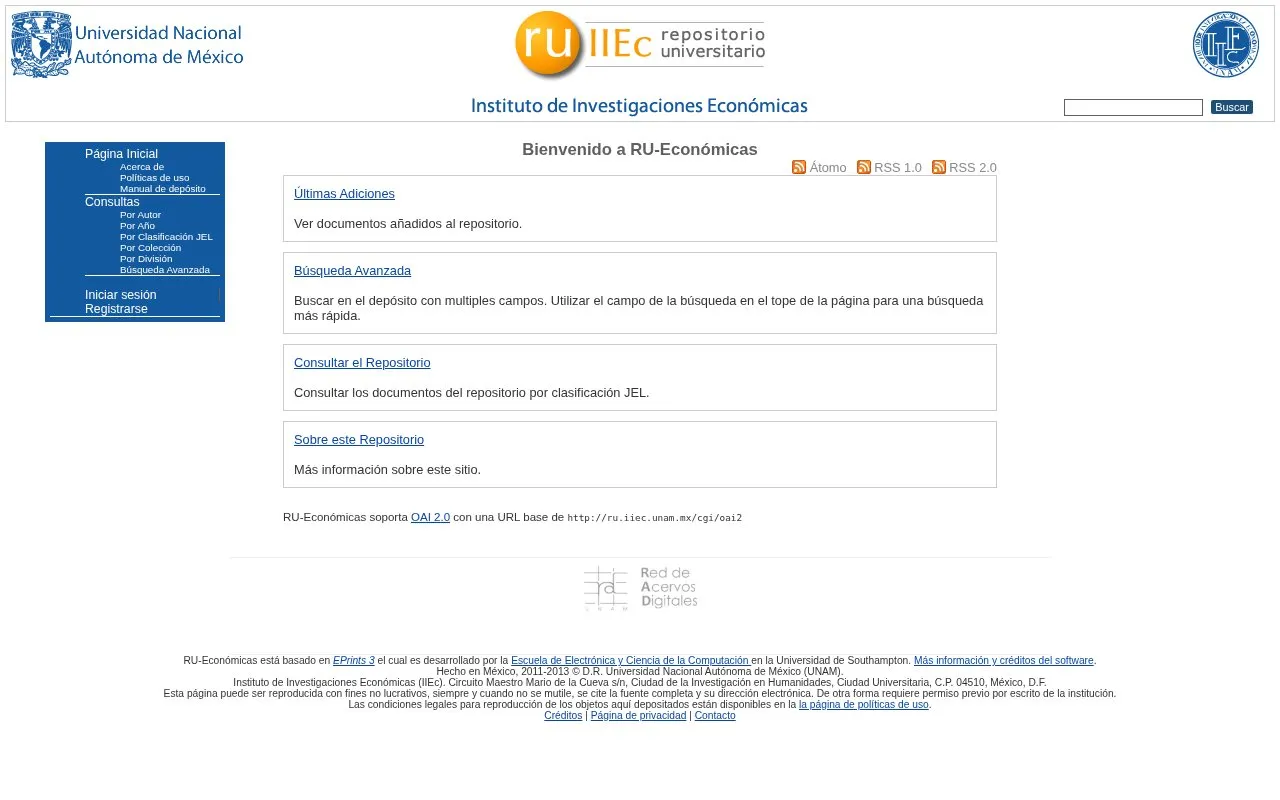 RU-IIEc homepage screenshot