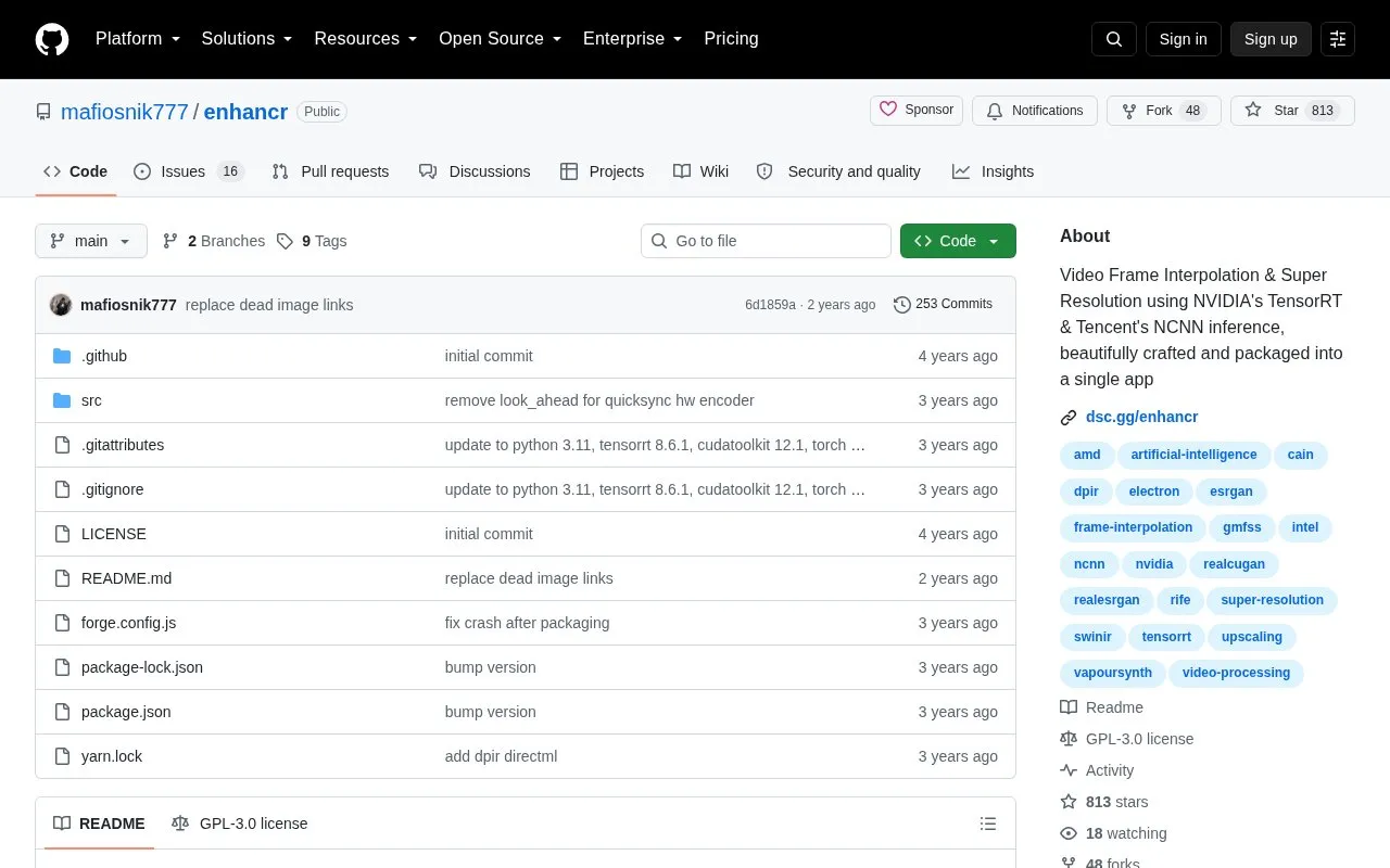 Enhancr homepage screenshot
