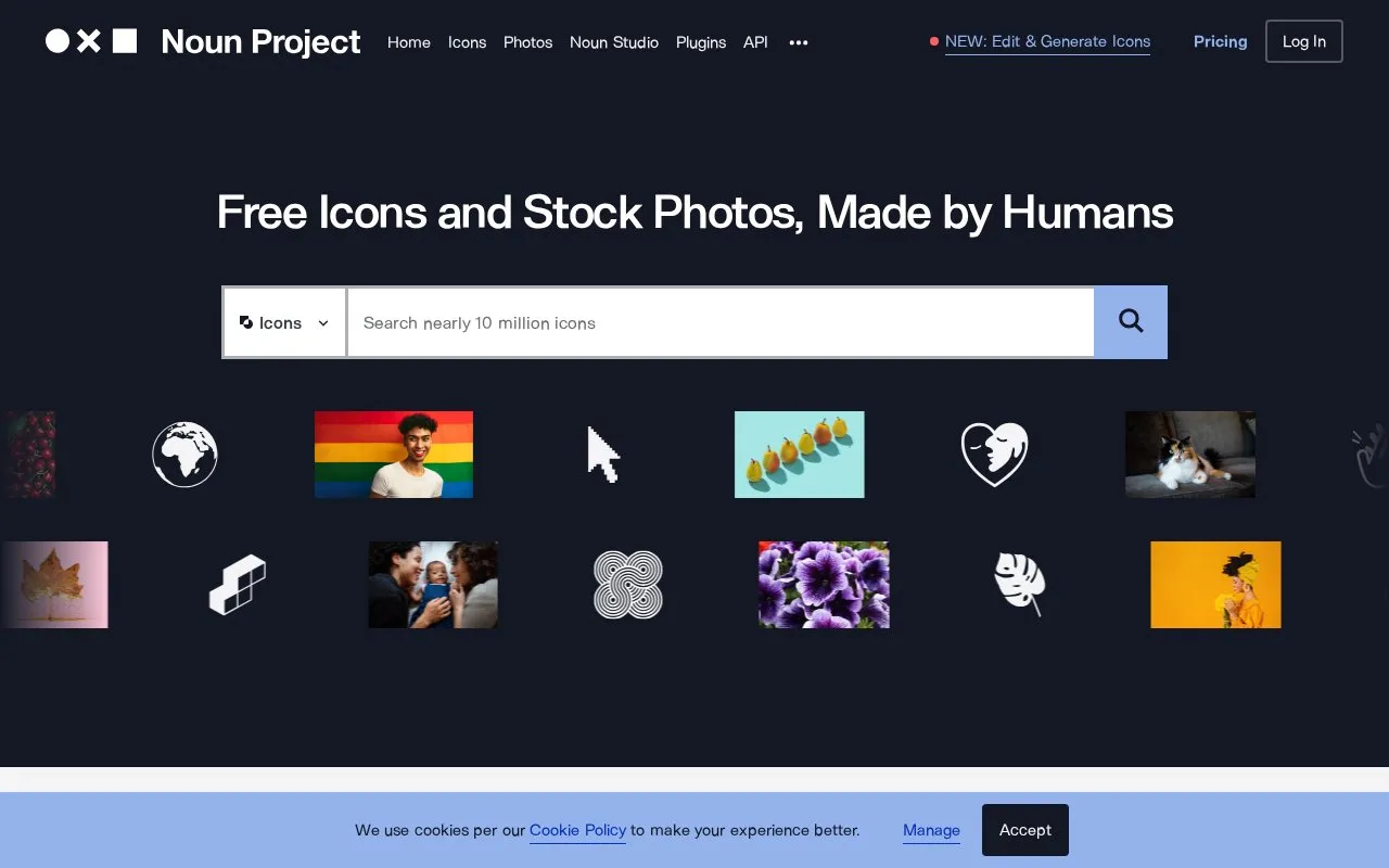 Noun Project homepage screenshot