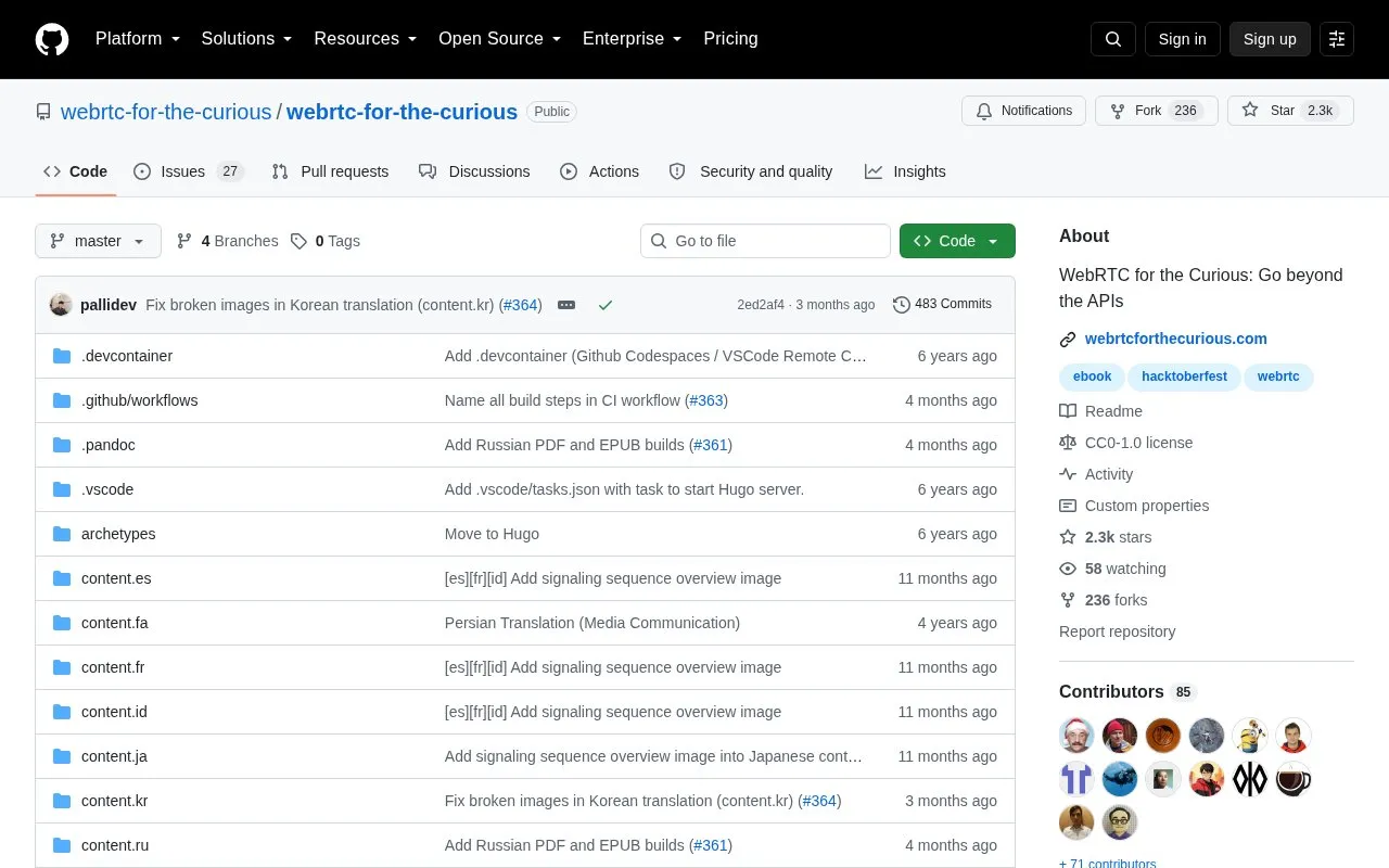 Webrtc For The Curious homepage screenshot