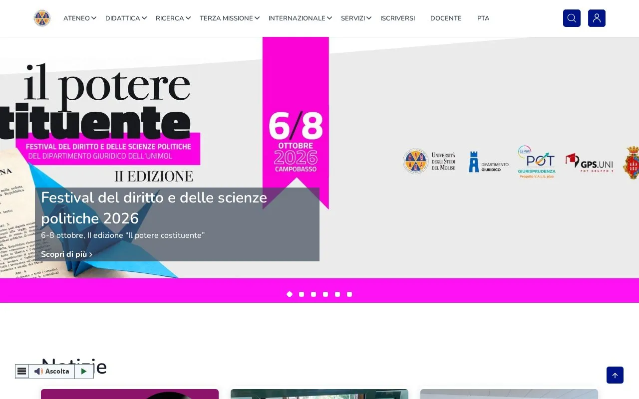 Universita degli Studi del Molise homepage screenshot
