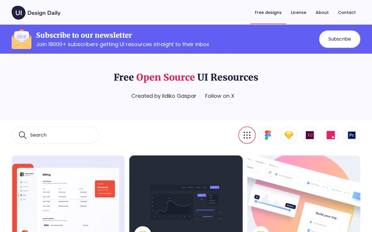 UI Design Daily homepage screenshot