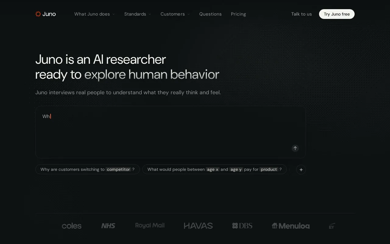 Juno homepage screenshot