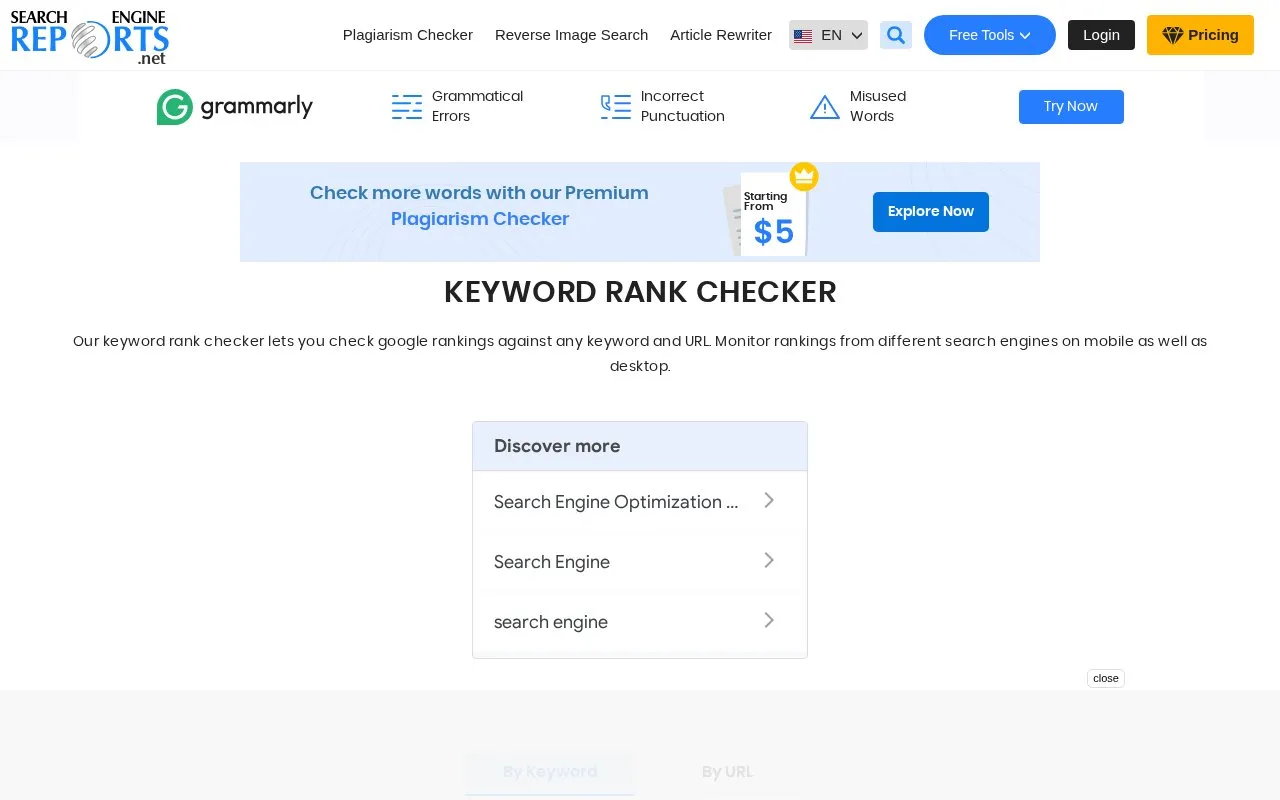 SearchEngineReports homepage screenshot