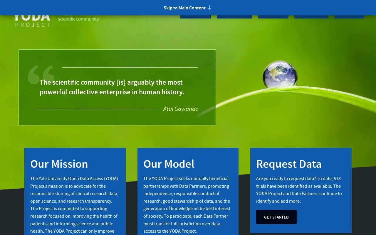 Yale University Open Data Access Project homepage screenshot