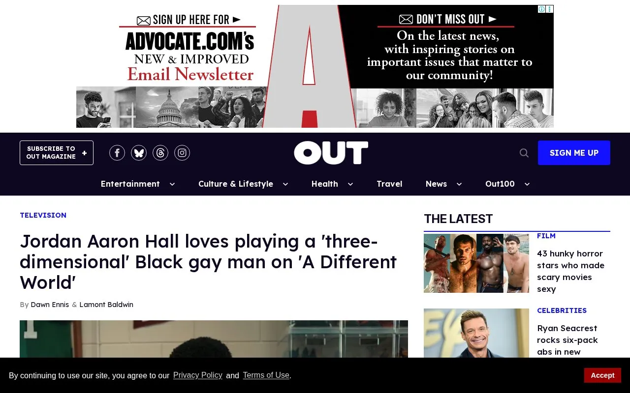 Out homepage screenshot