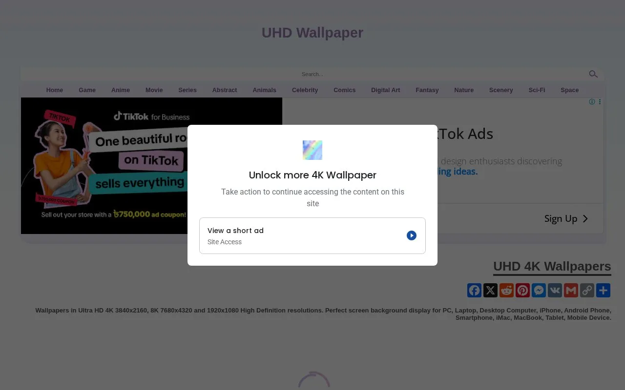 UHD Wallpaper homepage screenshot