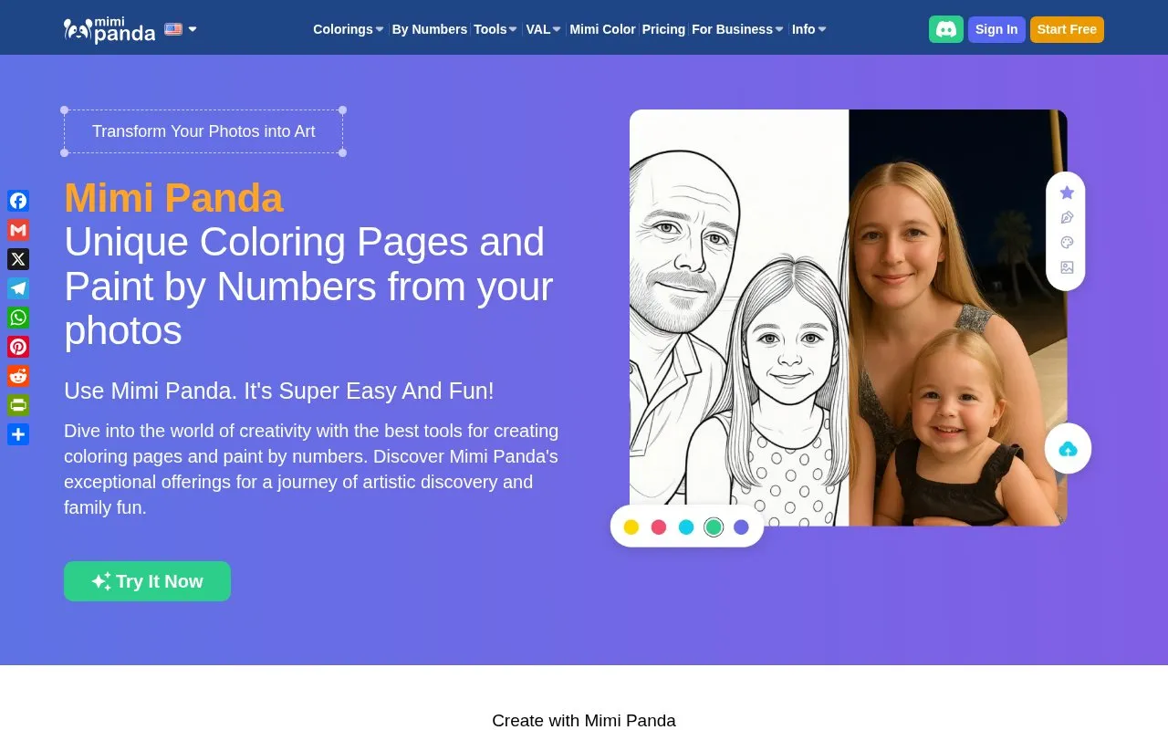 Mimi homepage screenshot