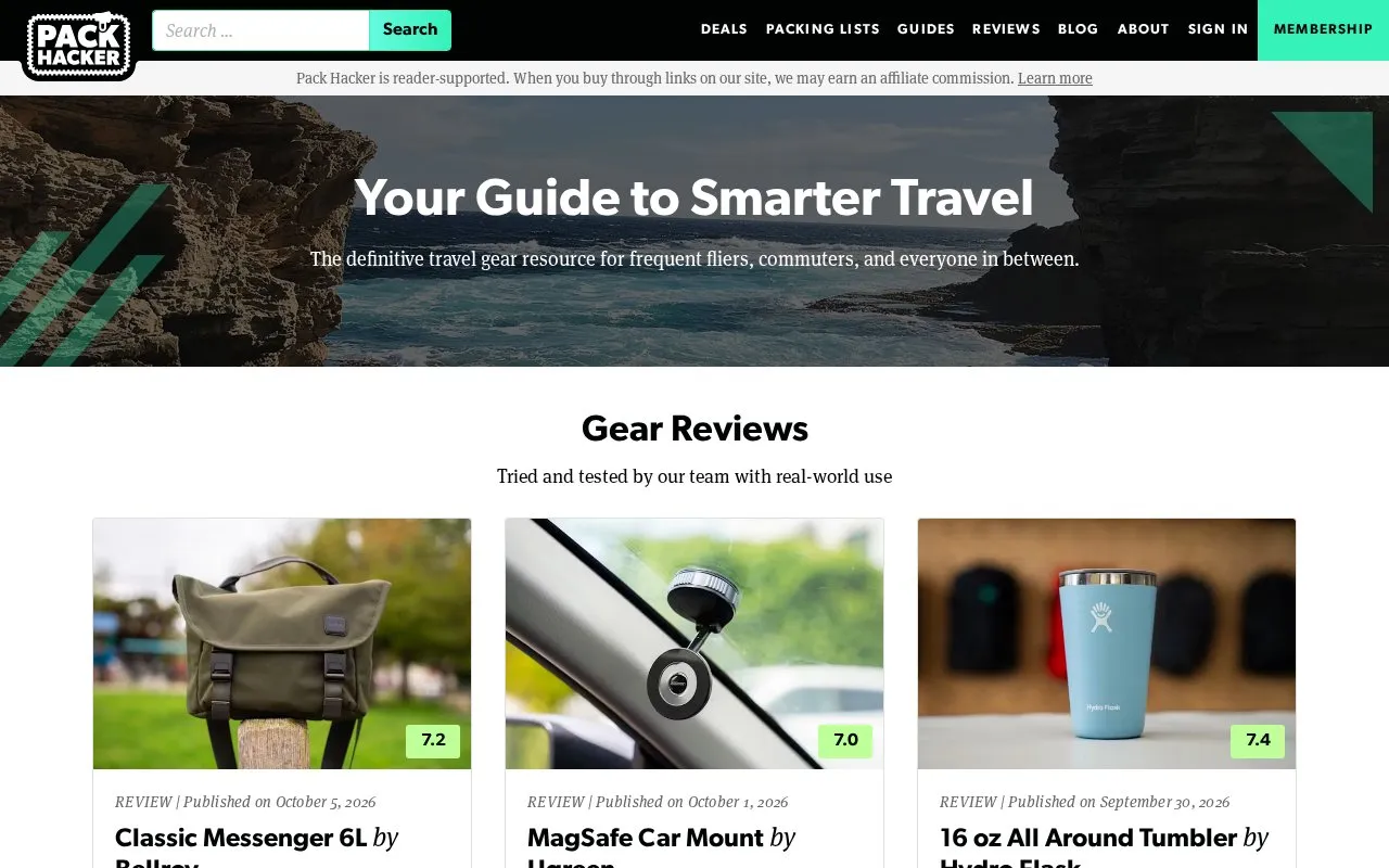 PackHacker homepage screenshot