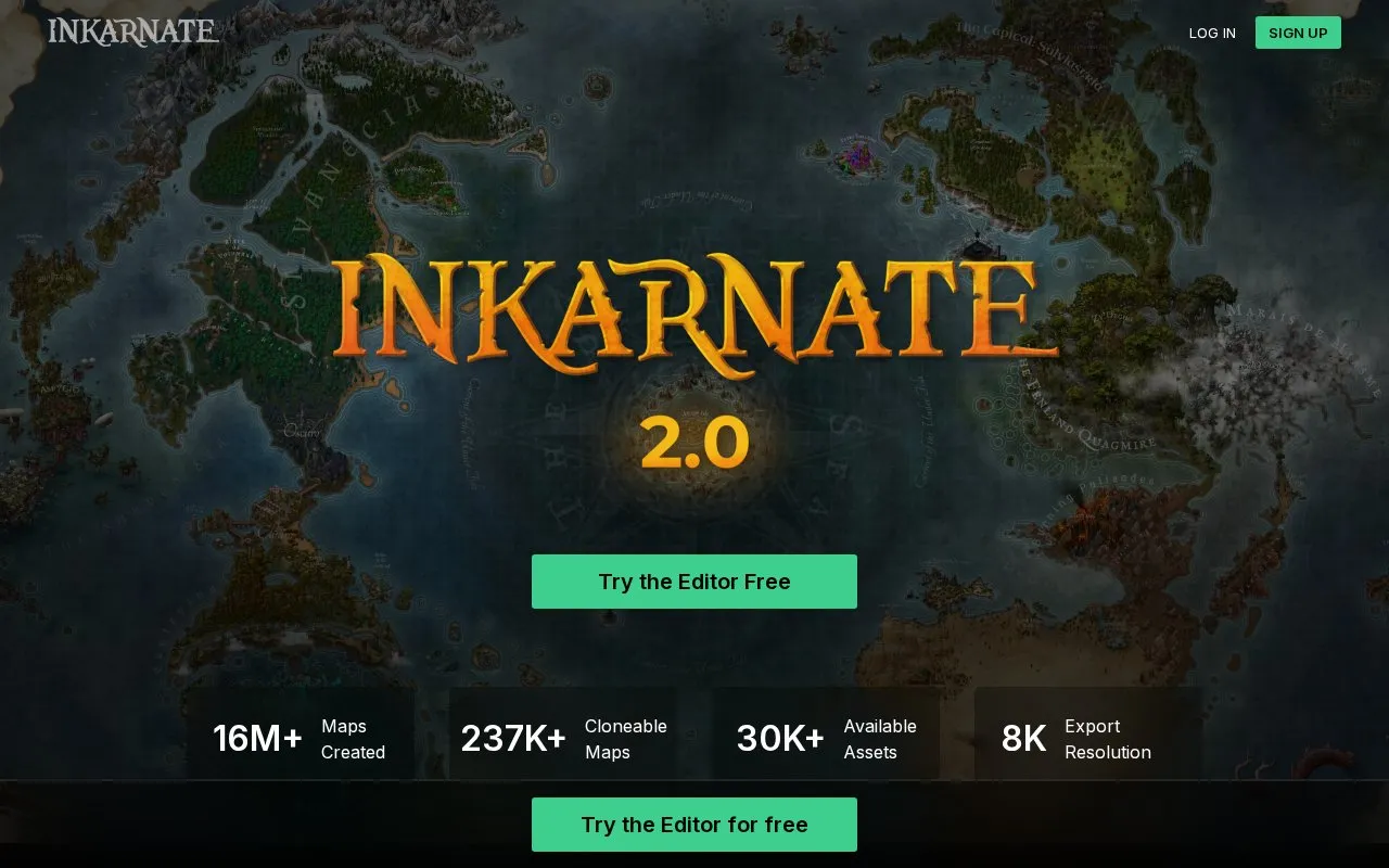 Inkarnate homepage screenshot