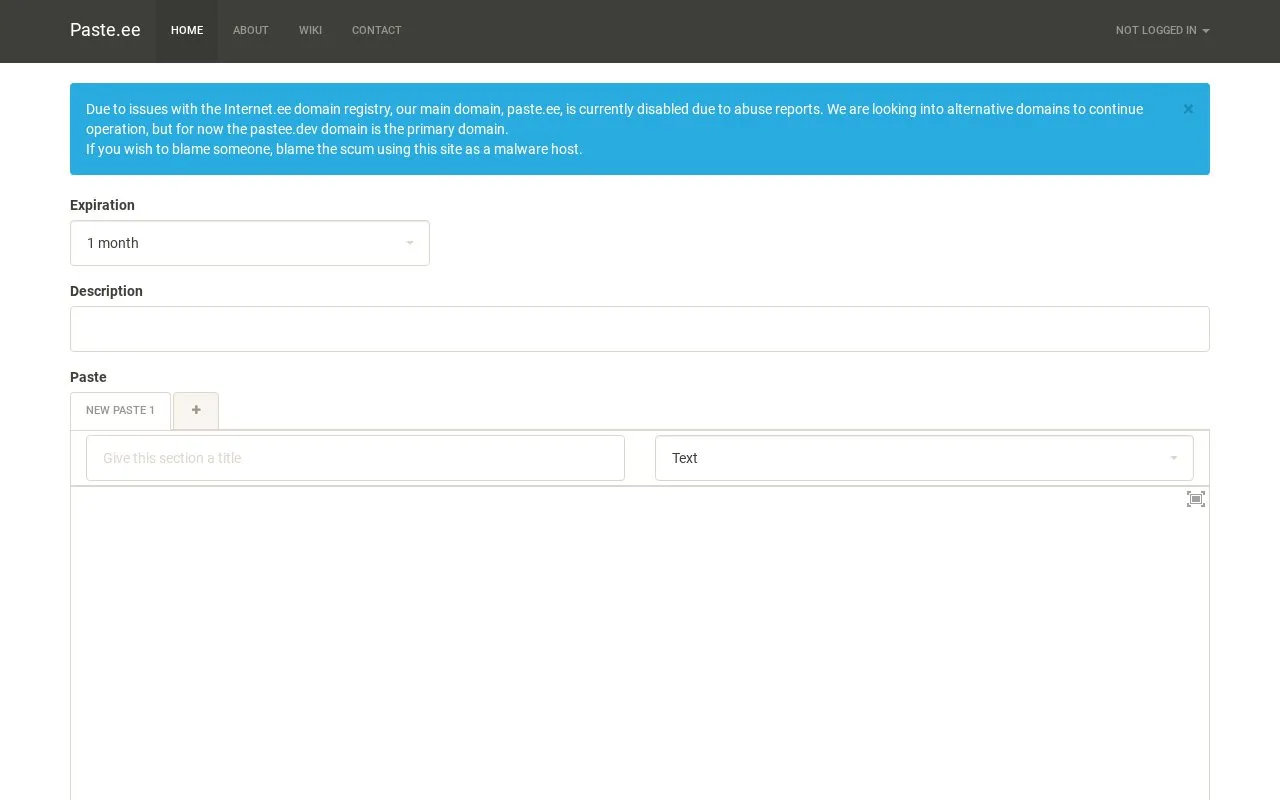 Pastee homepage screenshot