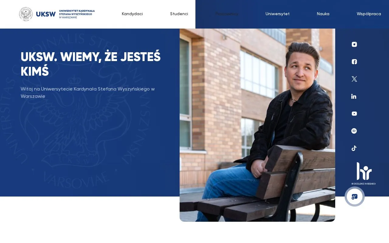 Cardinal Stefan Wyszynski University in Warsaw homepage screenshot