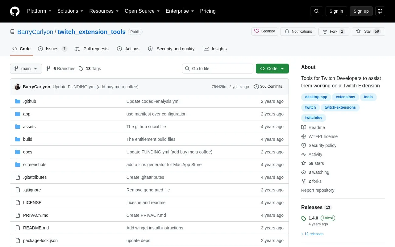 twitch_extension_tools homepage screenshot