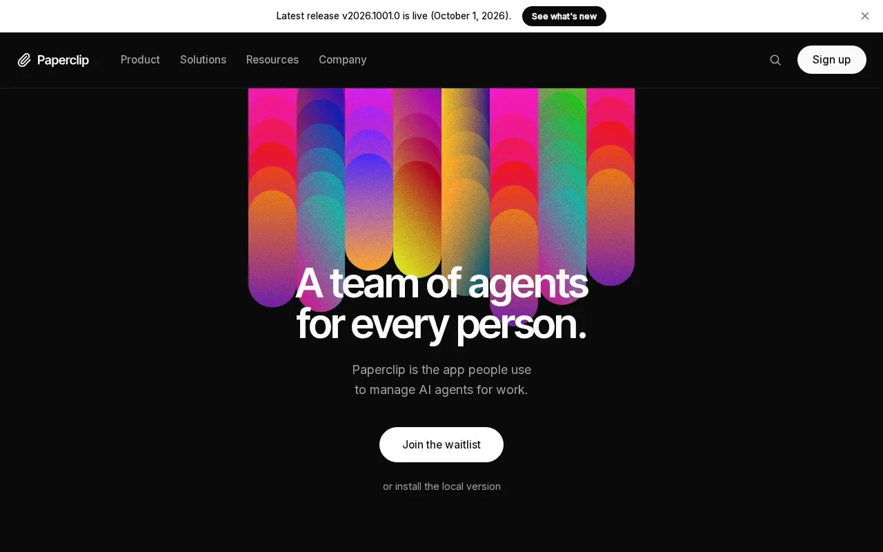 Paperclip homepage screenshot