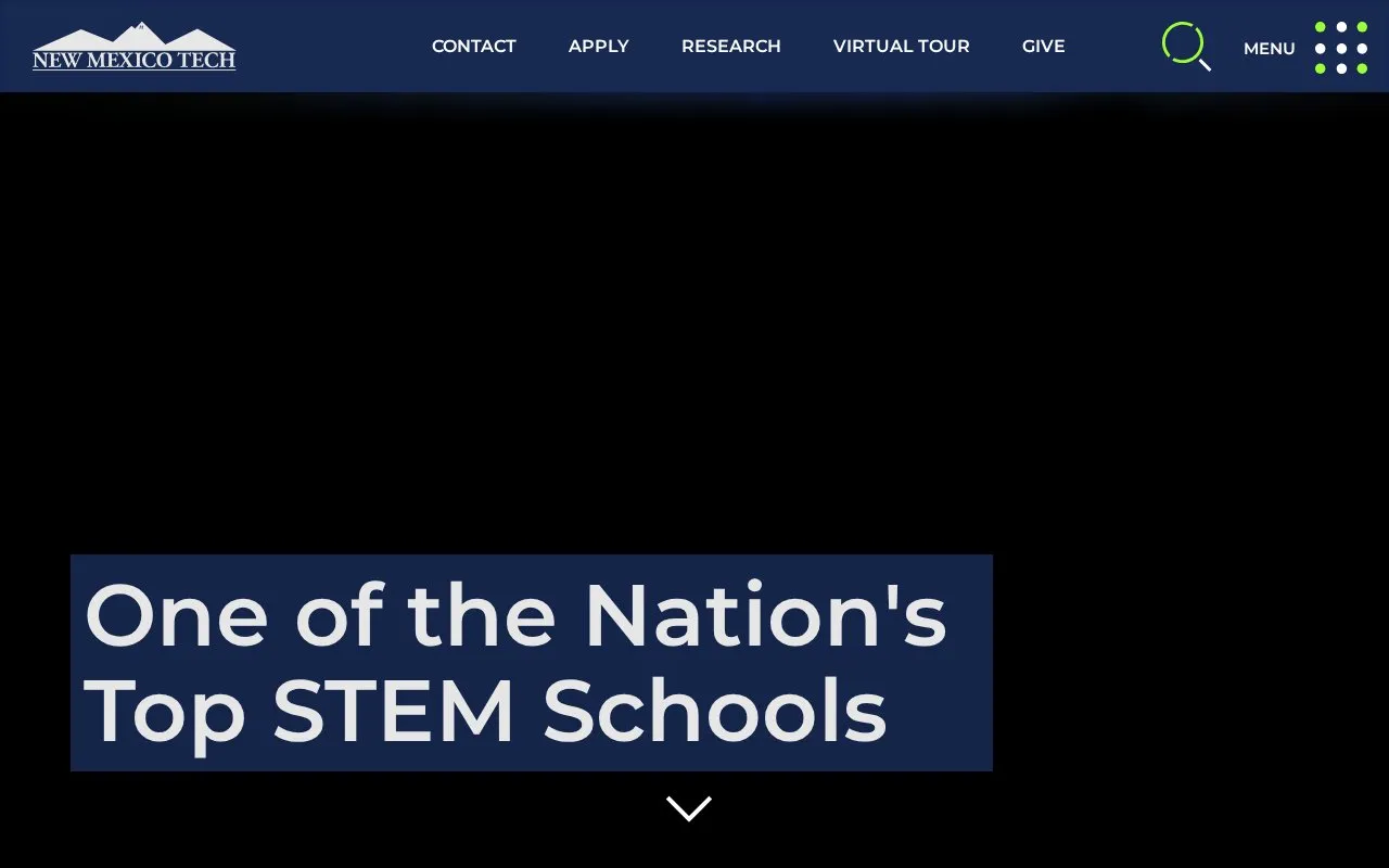 New Mexico Institute of Mining and Technology homepage screenshot