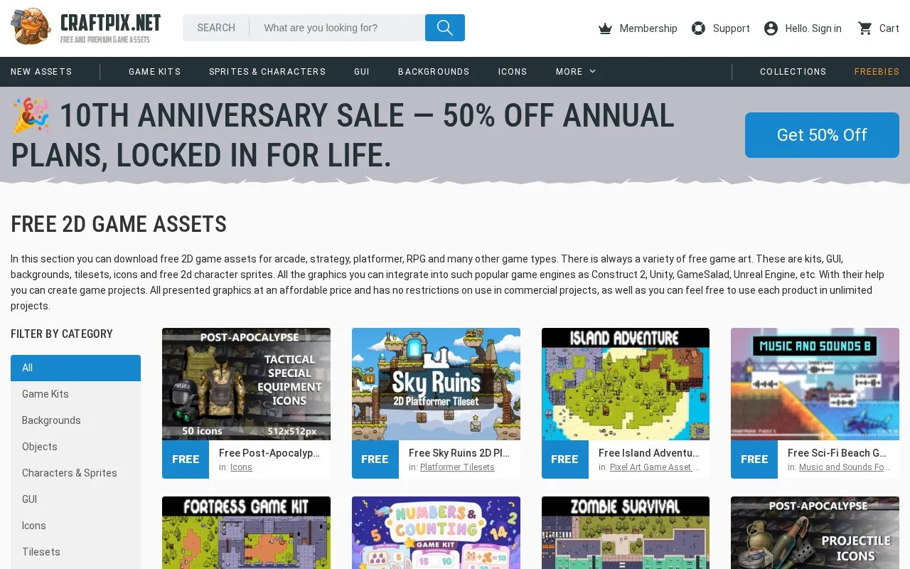 CraftPix homepage screenshot