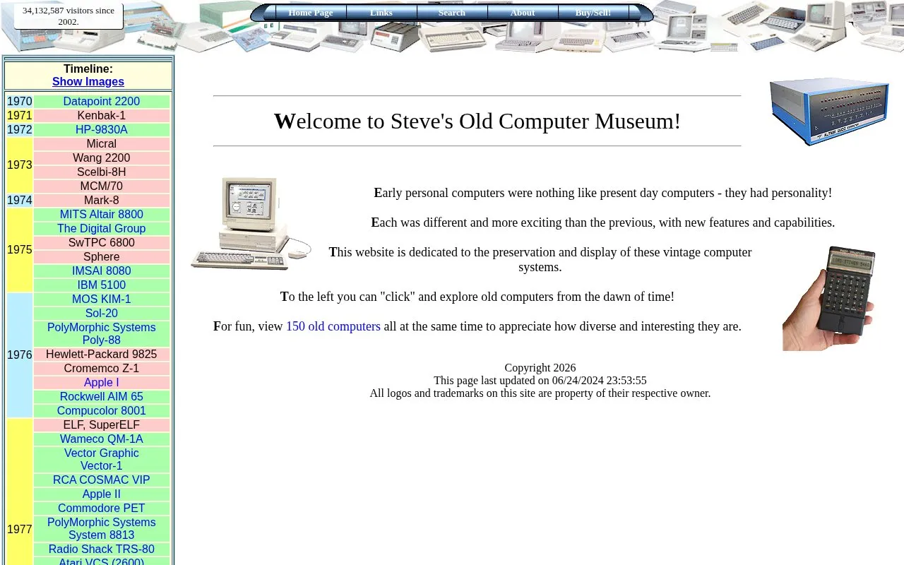 Old Computer Museum homepage screenshot