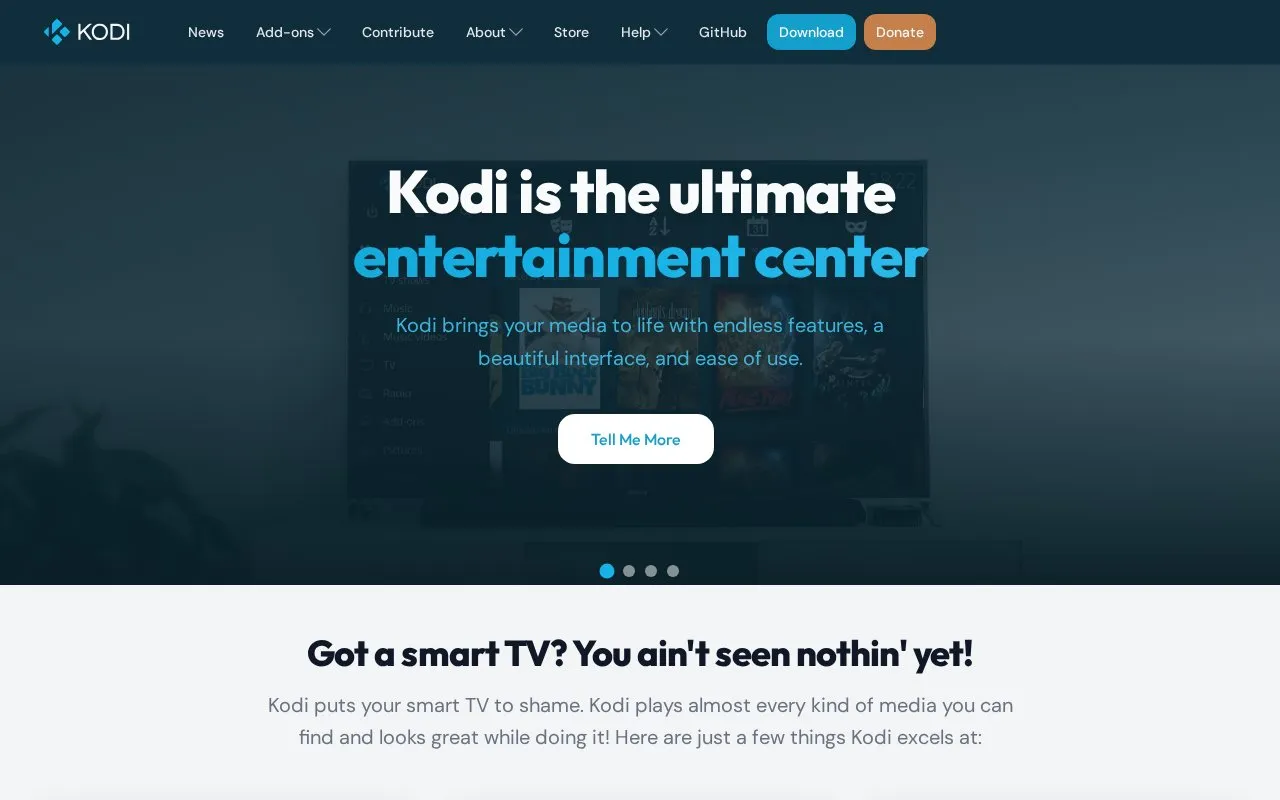 Kodi homepage screenshot