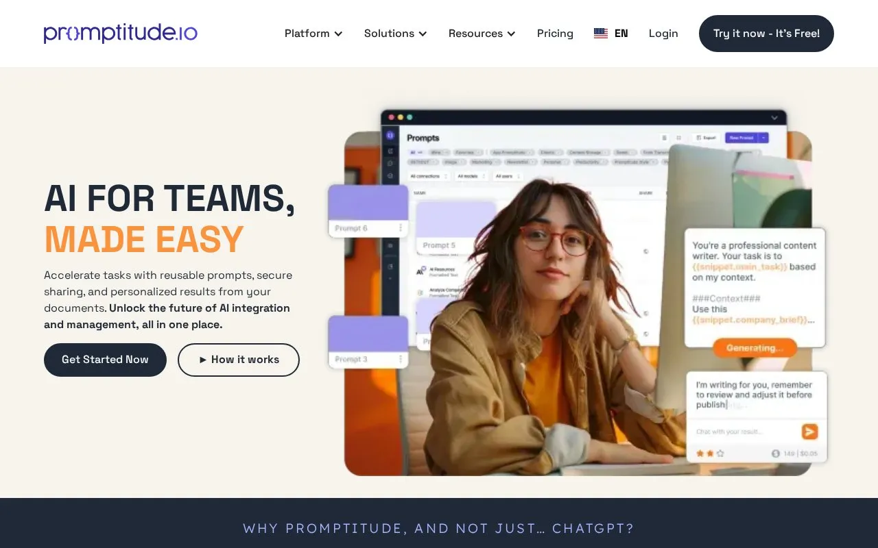 Promptitude homepage screenshot