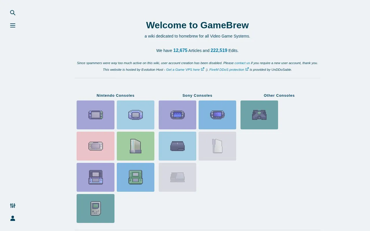 GameBrew homepage screenshot