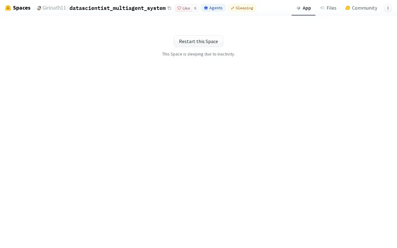 Datascientist Multiagent System homepage screenshot