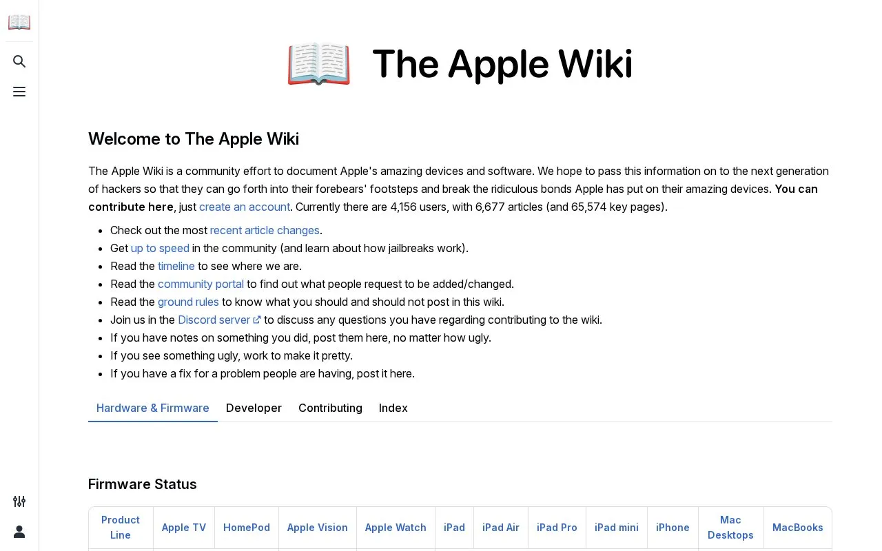 TheAppleWiki homepage screenshot