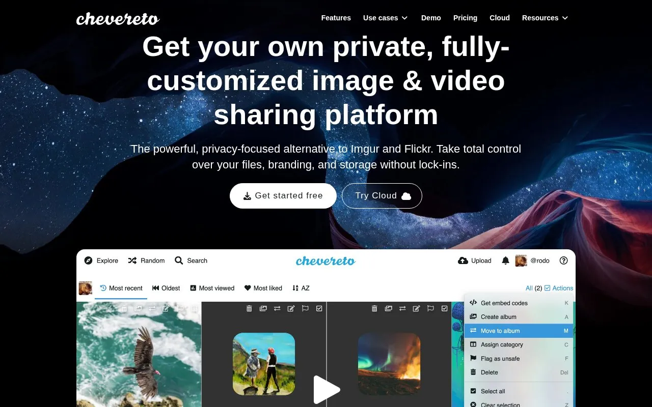 Chevereto homepage screenshot