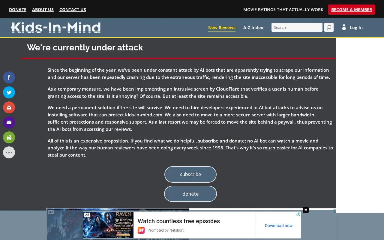 Kids in Mind homepage screenshot