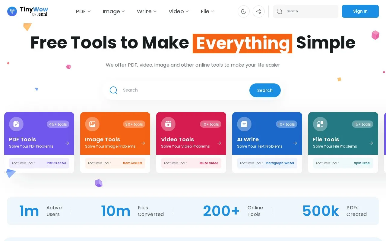 TinyWow homepage screenshot