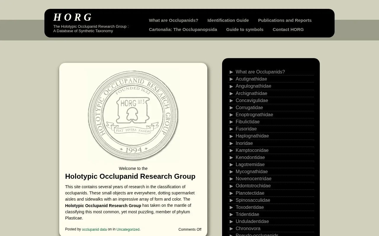 HORG homepage screenshot