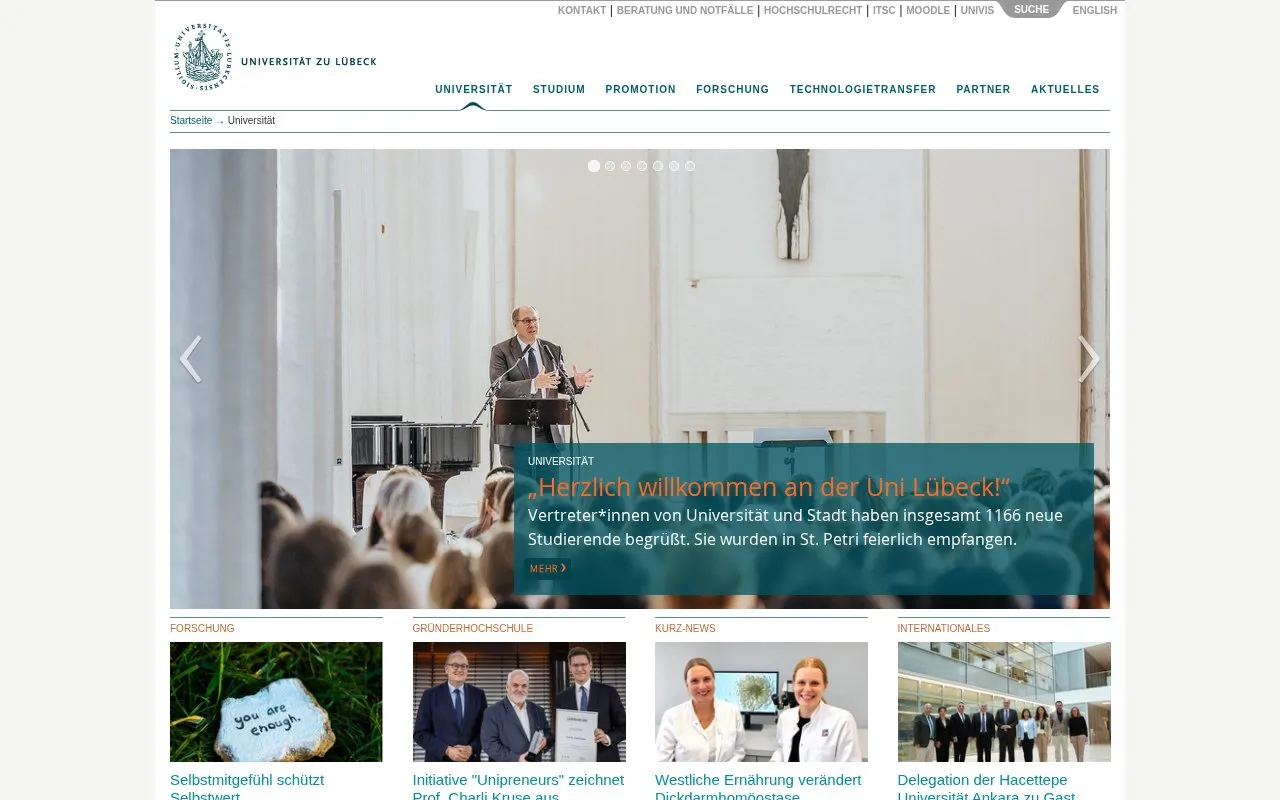 Universitat zu Lubeck homepage screenshot