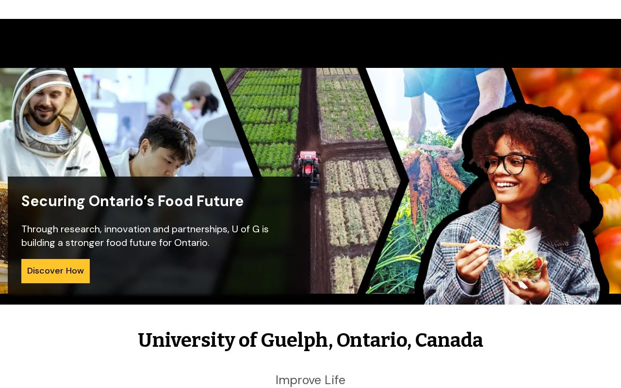 University of Guelph homepage screenshot