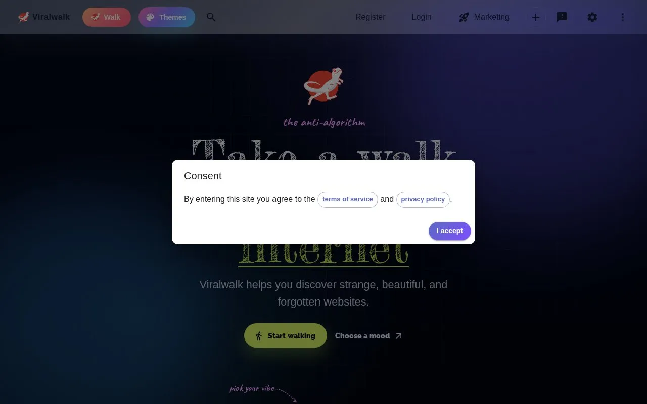Viralwalk homepage screenshot