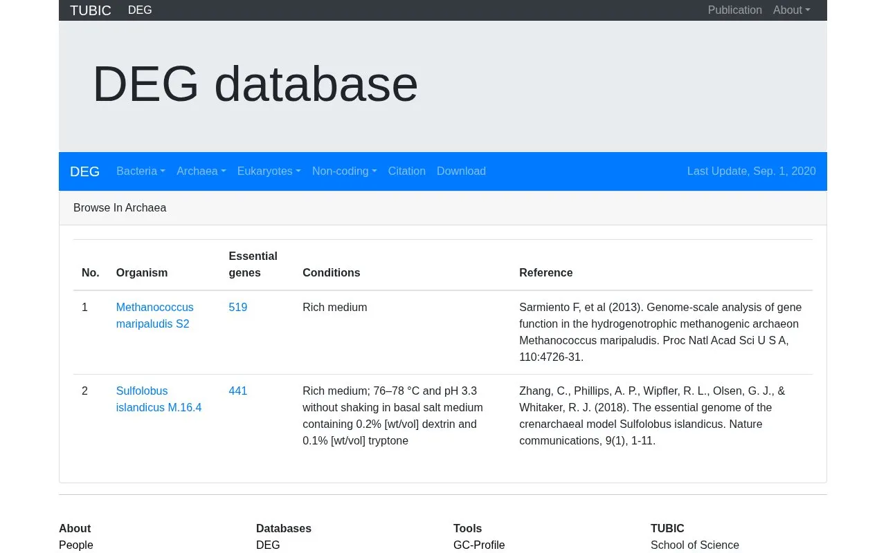 DEG homepage screenshot