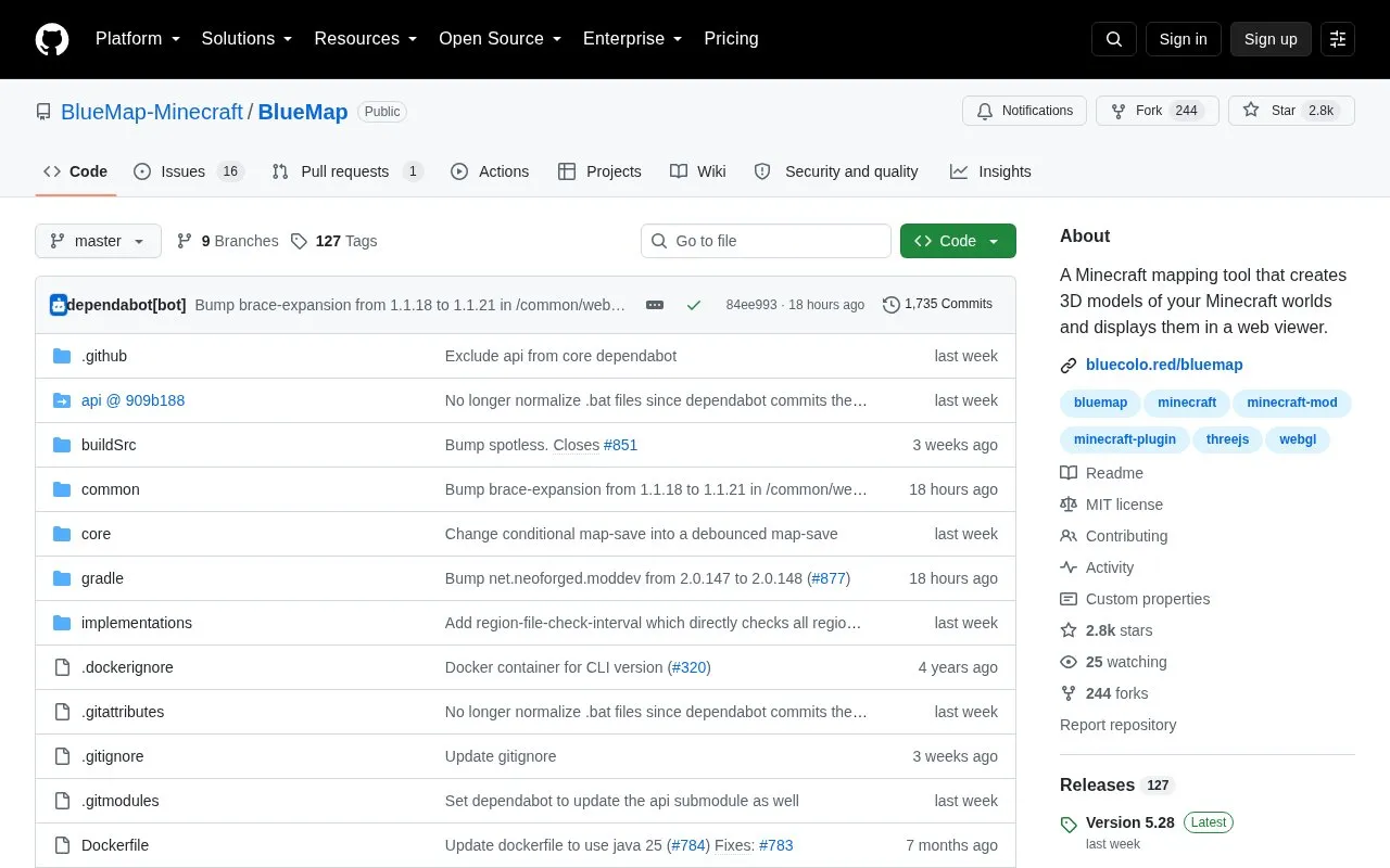 Blue Map homepage screenshot