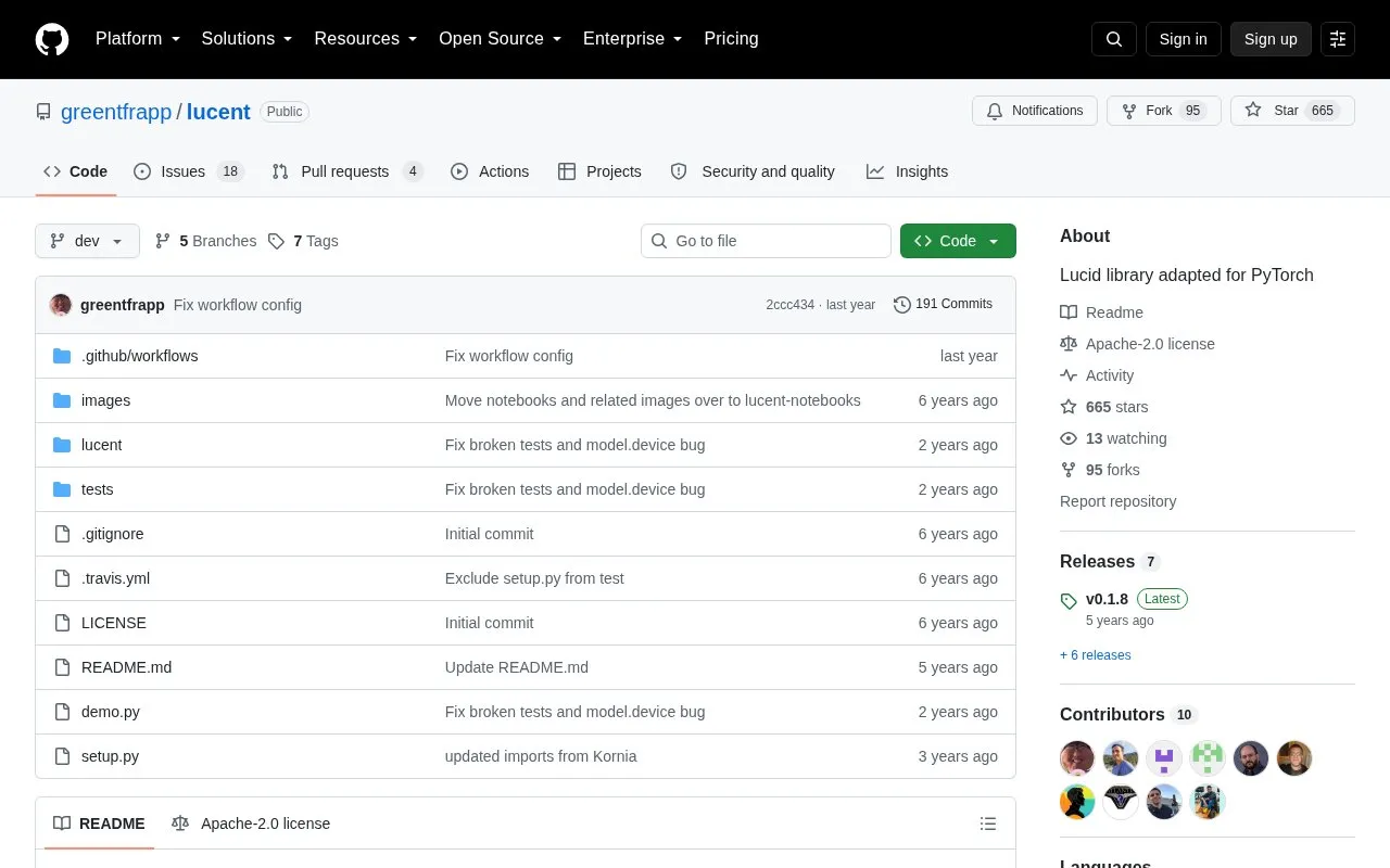 Lucent homepage screenshot