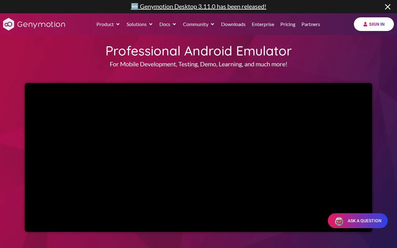 Genymotion homepage screenshot