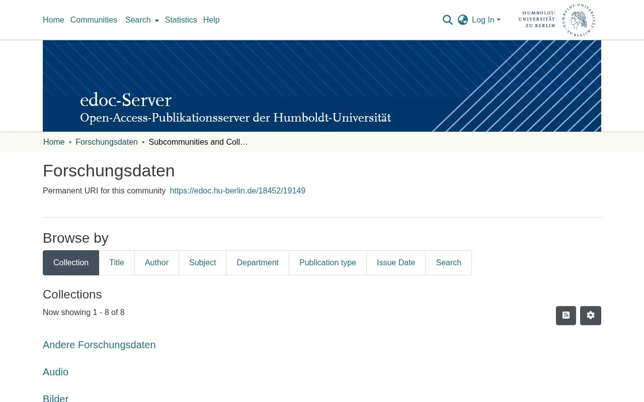 edoc-Server - Forschungsdaten homepage screenshot