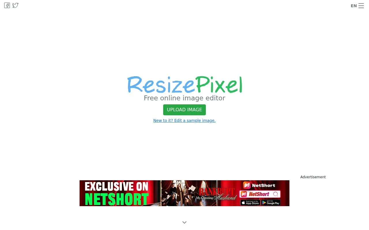 Resize Pixel homepage screenshot