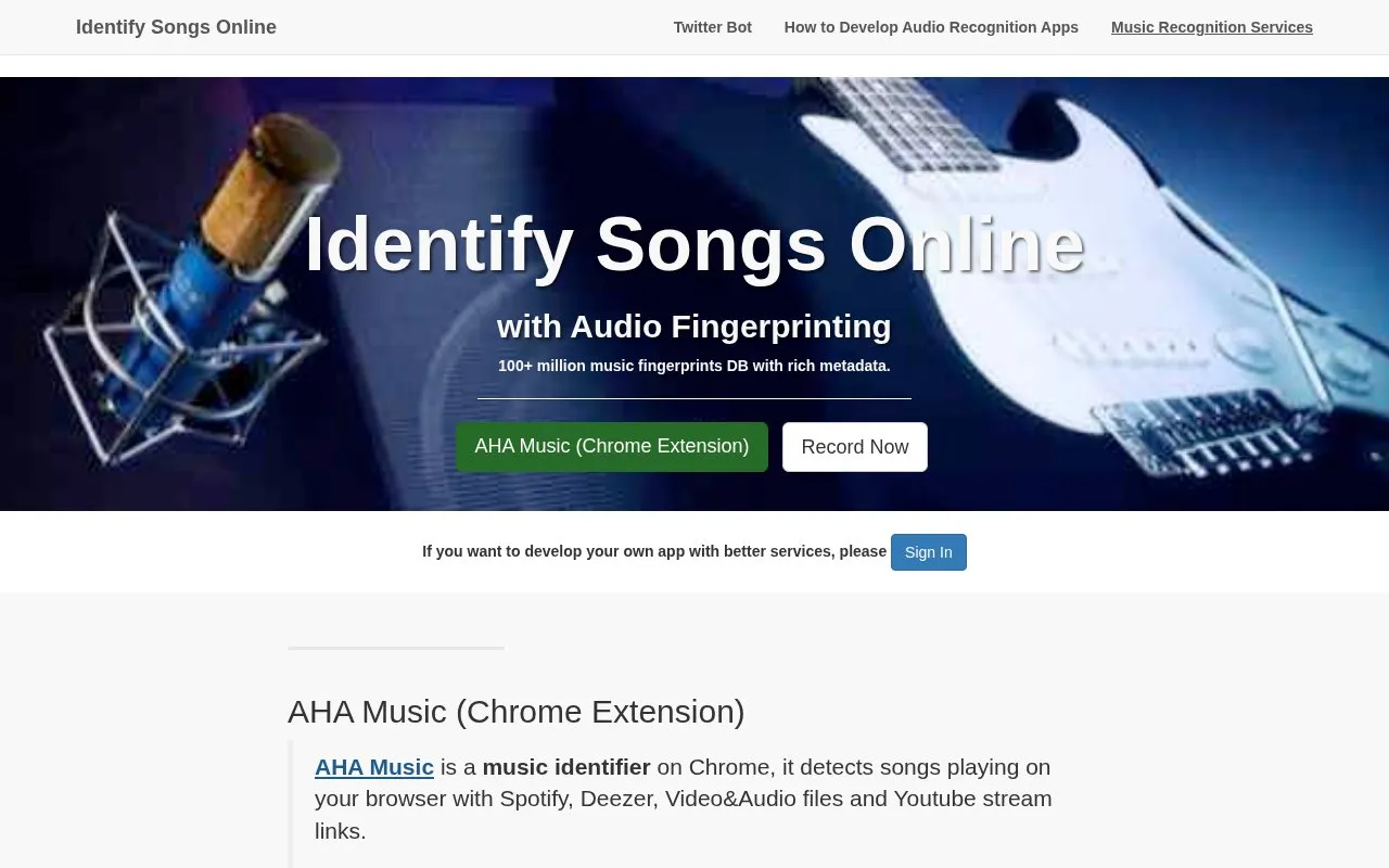 AHA Music homepage screenshot