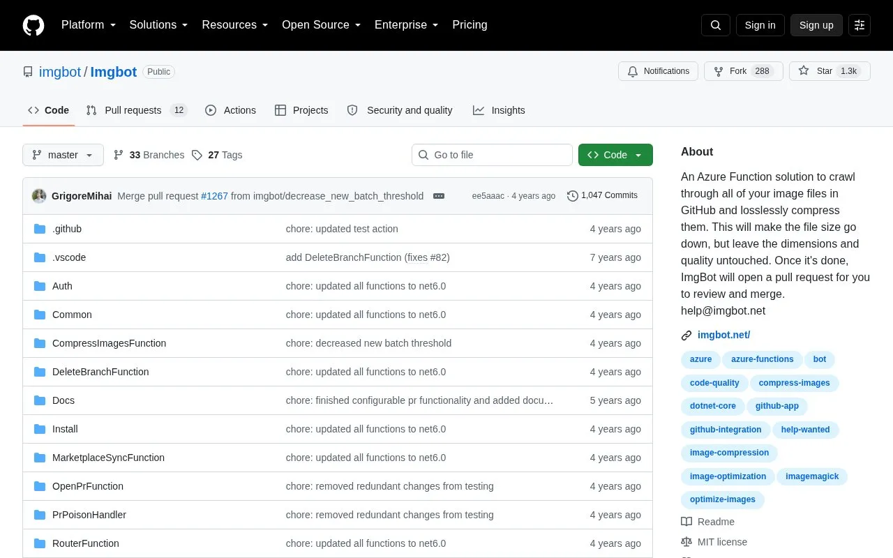 Imgbot homepage screenshot