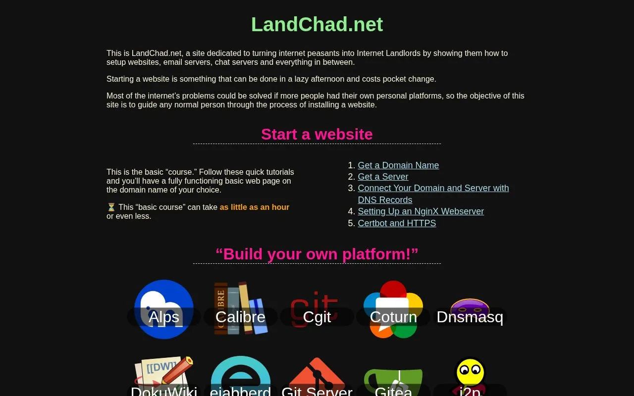 LandChad homepage screenshot