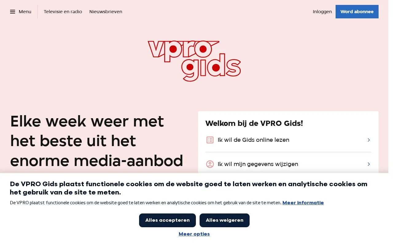 VPRO Gids homepage screenshot