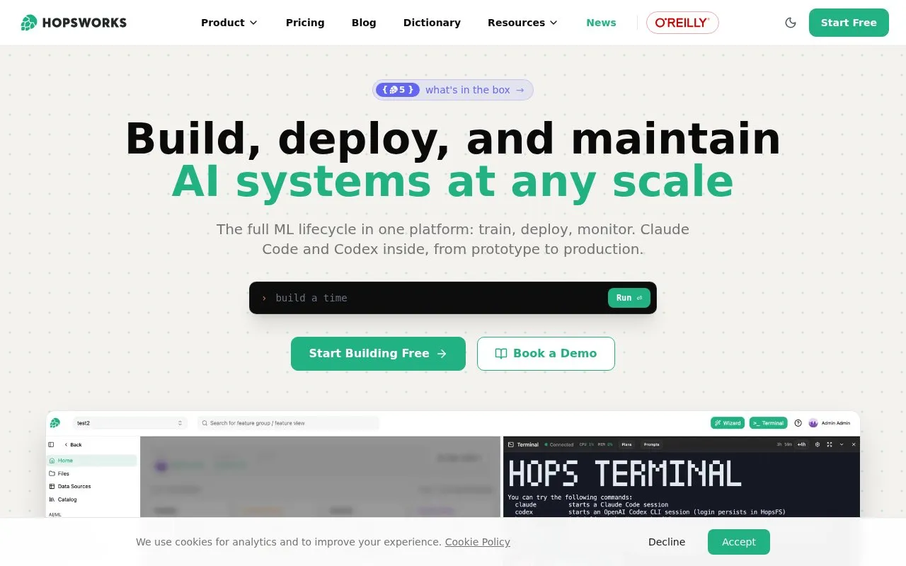 Hopsworks homepage screenshot