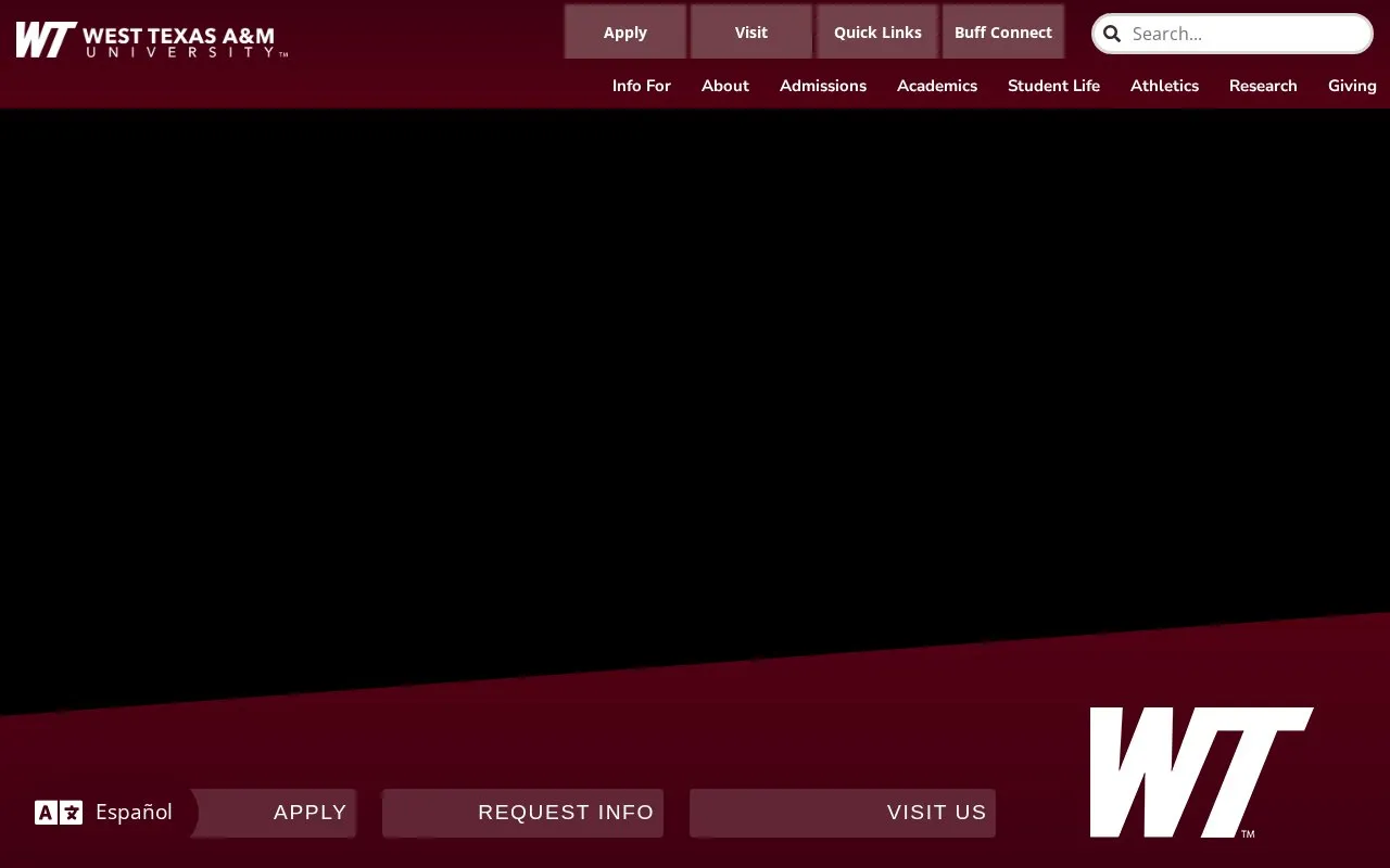 West Texas A&M University homepage screenshot