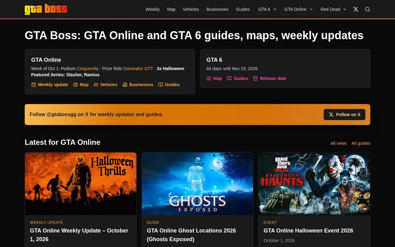 GTA Boss homepage screenshot