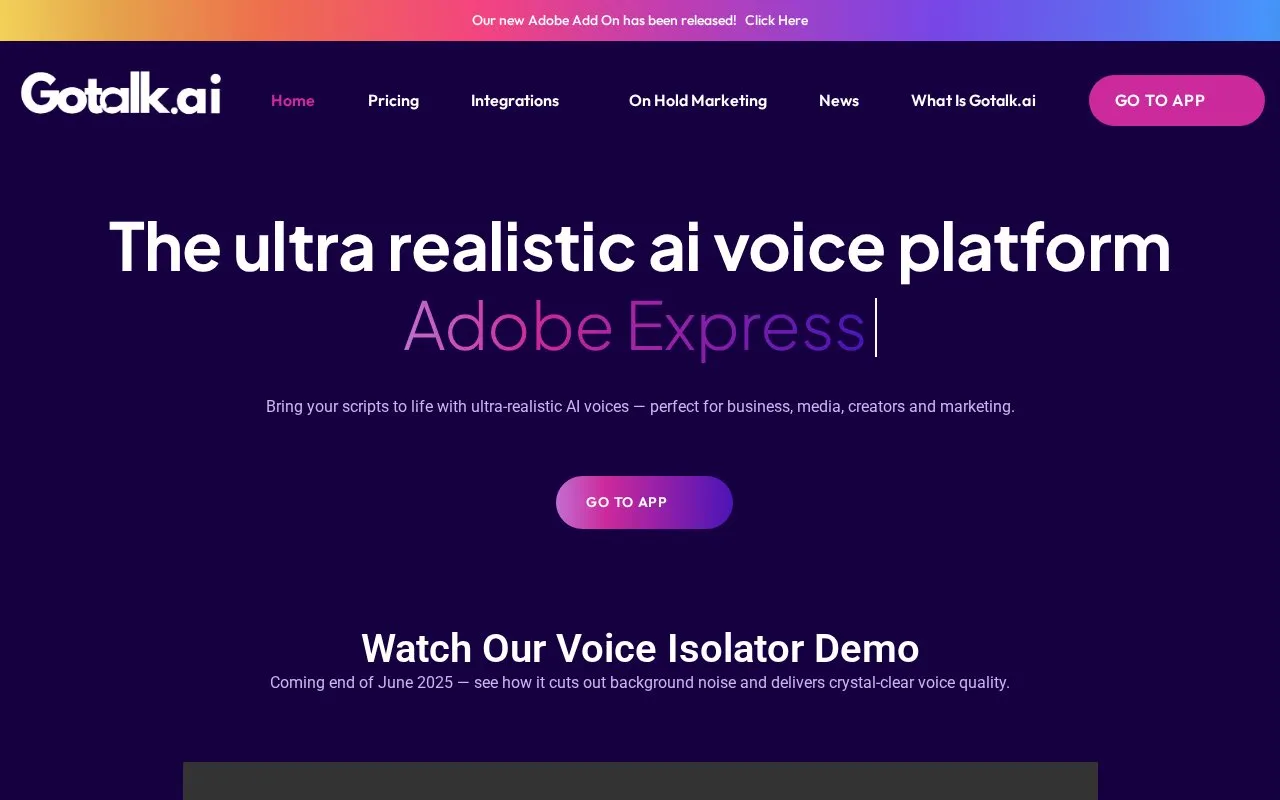 Gotalk.ai homepage screenshot