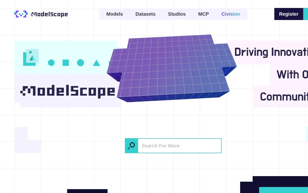 ModelScope homepage screenshot